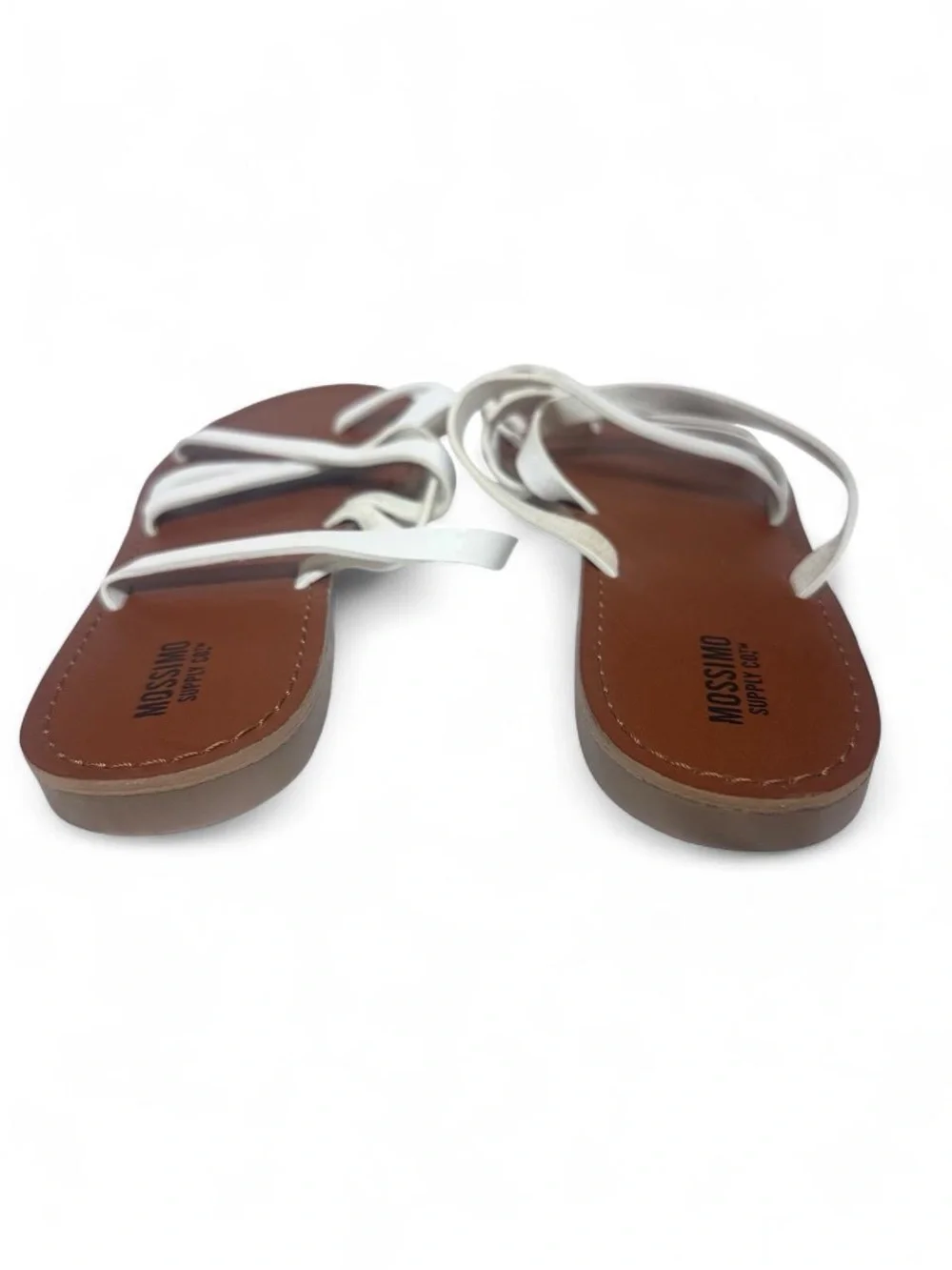 Mossimo Supply Co. White Strappy Leather Slide Sandals. New.